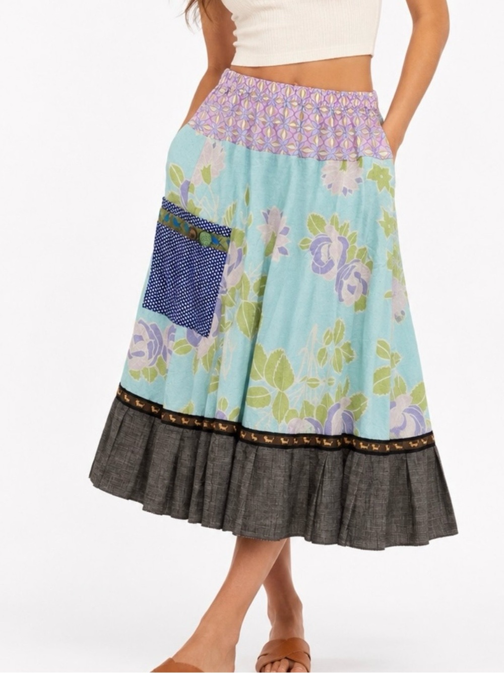 Matilda Jane Whimsical Floral Skirt Dachshund Trim Cottagecore Medium
